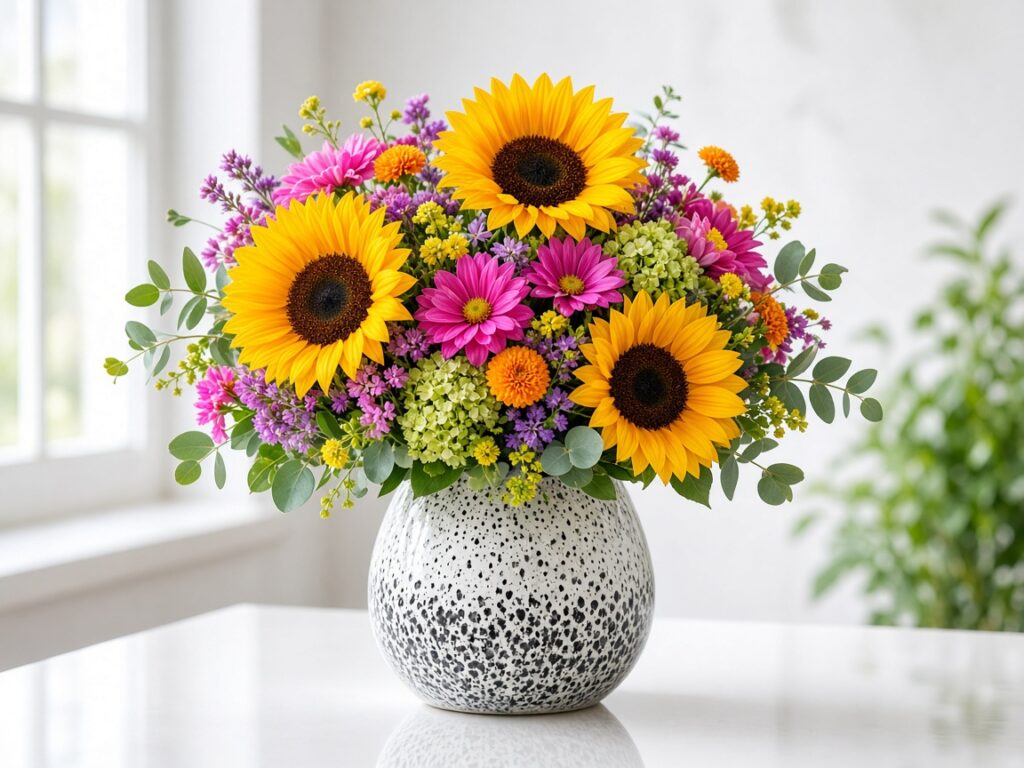 Laskar Flowers birthday sunflower arrangement delivery Bangalore